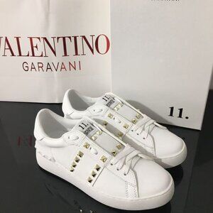 Valentino white casual rivet women's sneakers